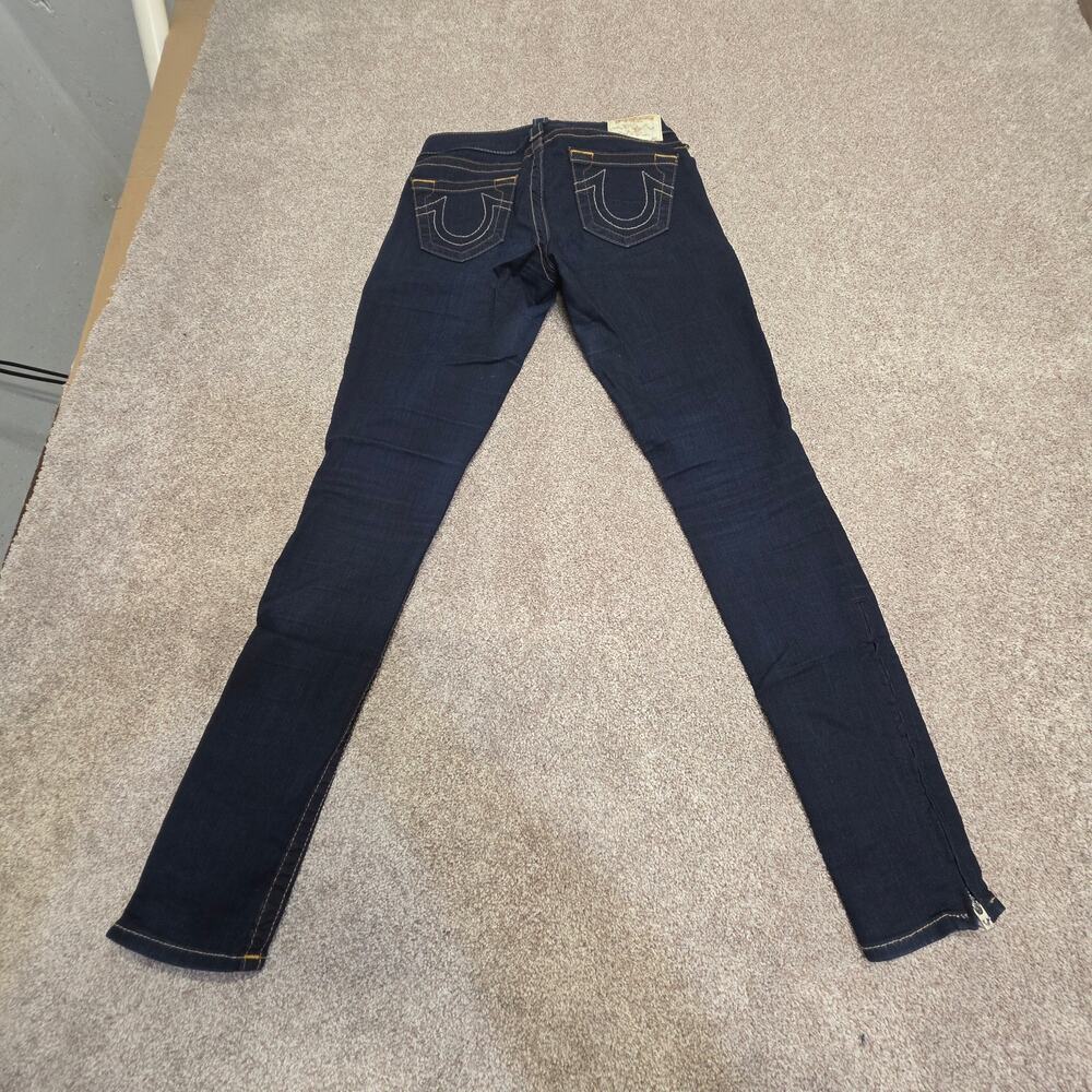 Y2K 2000s Indie True Religion Skinny Jeans size 26 Dark Wash Indigo Gold Stitch